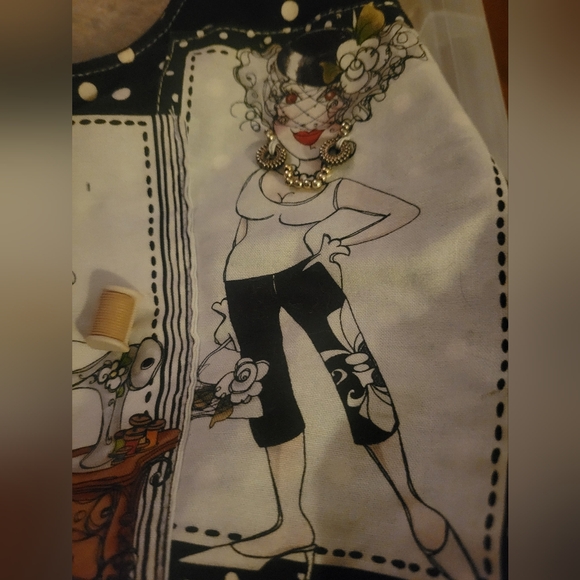 Polka Dot Handmade Graphic Shoulder Bag Black White Lightweight Whimsical Art - Picture 5 of 16